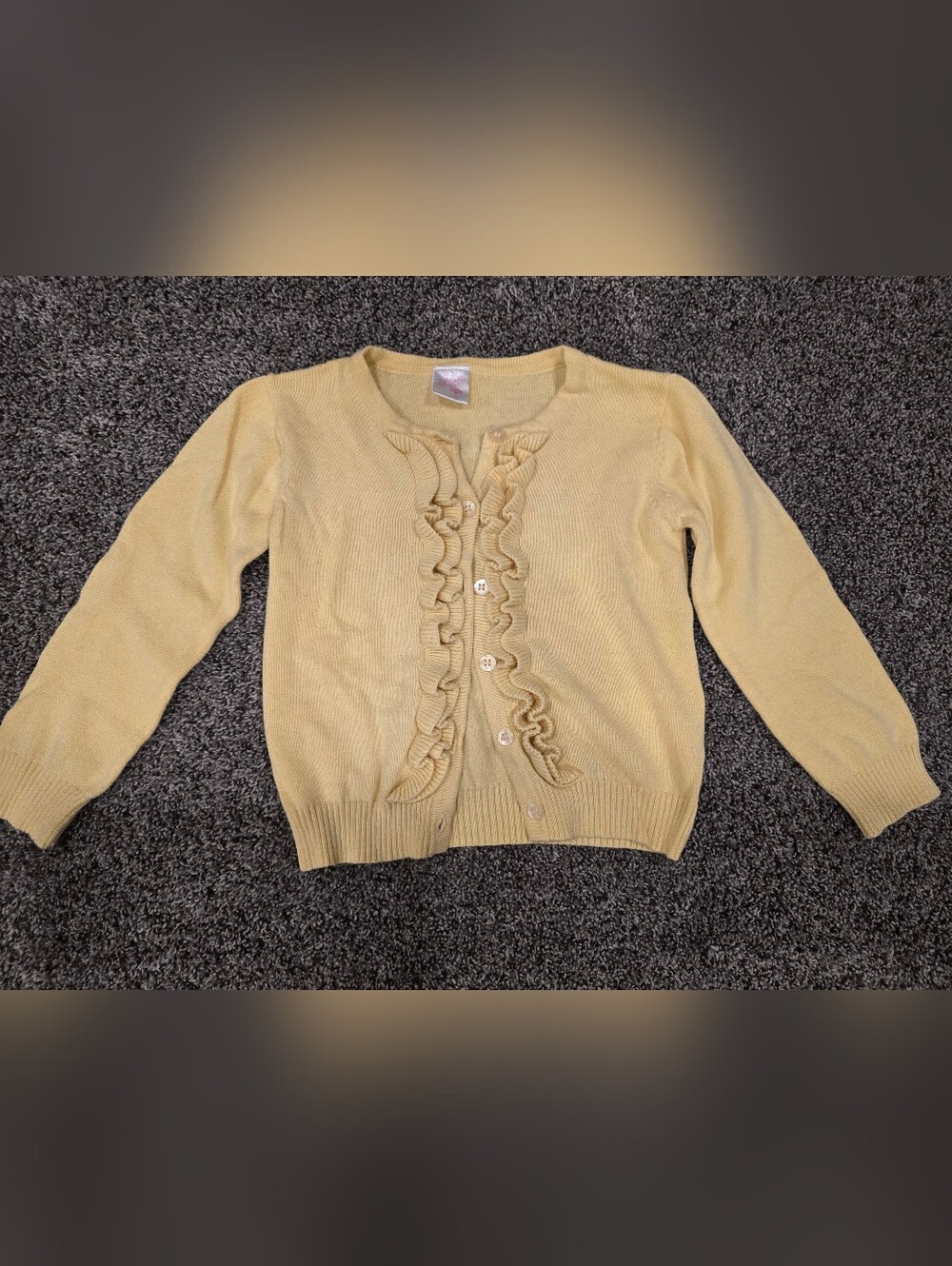 Ruffle Butts Pale Yellow Ruffle-Front Cardigan